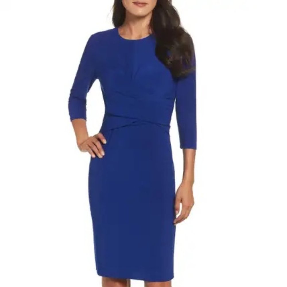 Eliza J Ruched Jersey Sheath Dress